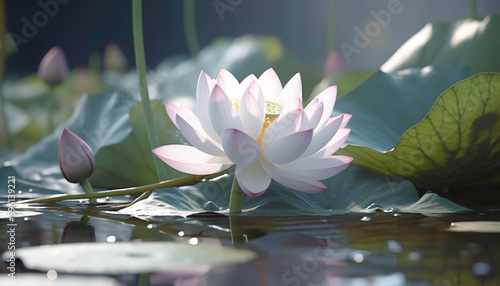 a lotus flower in the pond Generative AI