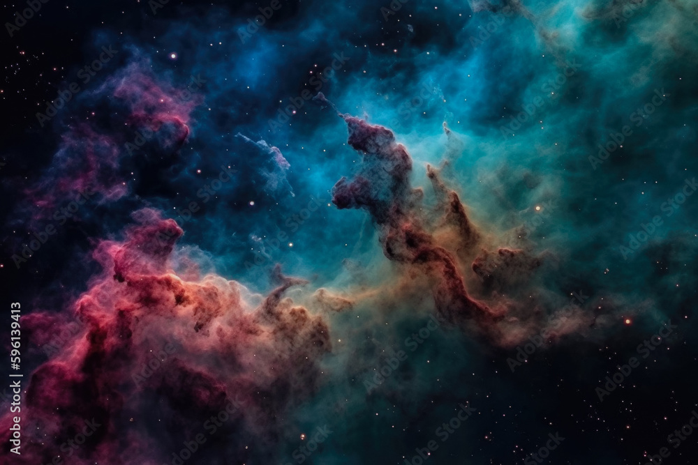 Obraz premium Stellar Depths: Distant Nebula and Stars in a Deep Universe Illustration