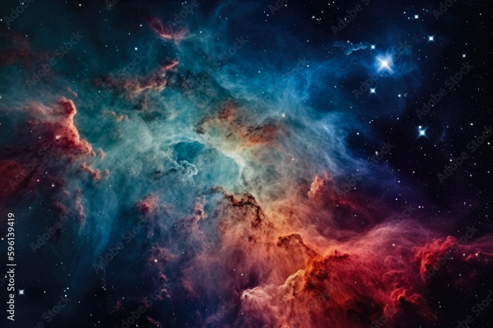 Obraz premium Stellar Depths: Distant Nebula and Stars in a Deep Universe Illustration