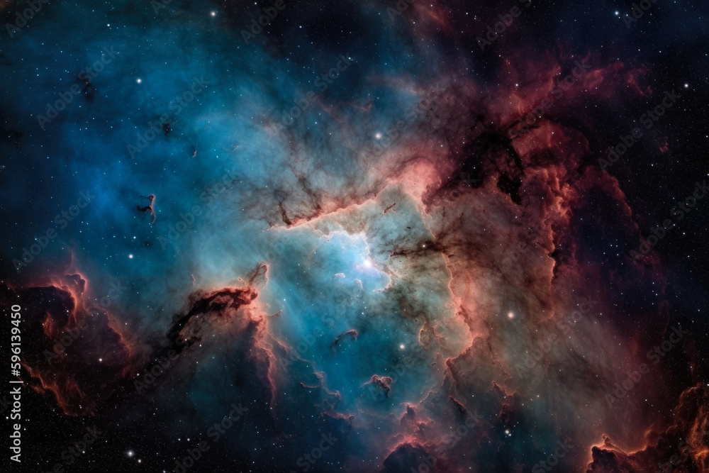 Stellar Depths: Distant Nebula and Stars in a Deep Universe Illustration Stellar Depths: Distant Nebula and Stars in a Deep Universe Illustration