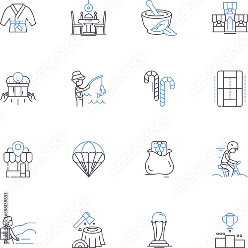 Exercise gym line icons collection. Cardio, Weights, Resistance, Endurance, Strength, Flexibility, Agility vector and linear illustration. Core,Toning,HIIT outline signs set