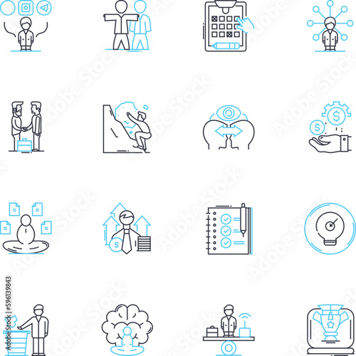 Dedication and commitment linear icons set. Loyalty, Perseverance, Consistency, Devotion, Fidelity, Determination, Endurance line vector and concept signs. Loyalty,Persistence,Steadfastness outline