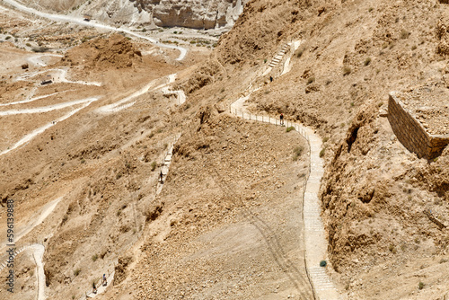 Masada National Park hiking path in Israel