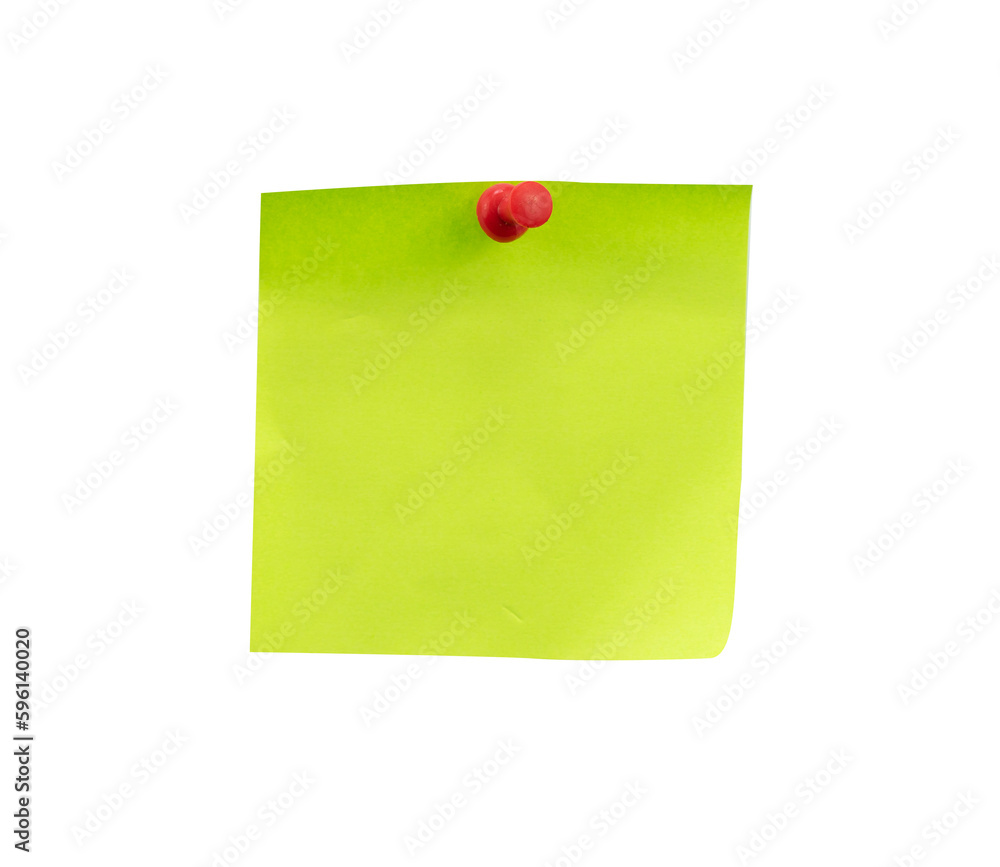 blank green paper note with push pin blank green paper note with push pin