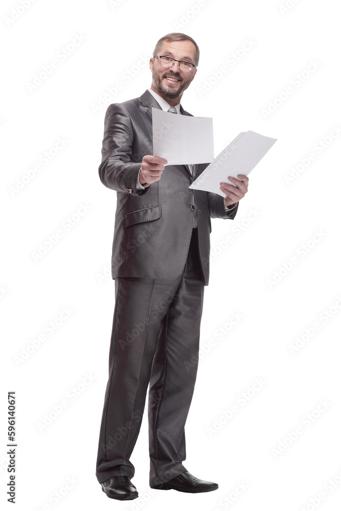 Executive business man with documents. isolated on a white background. Executive business man with documents. isolated on a white background.