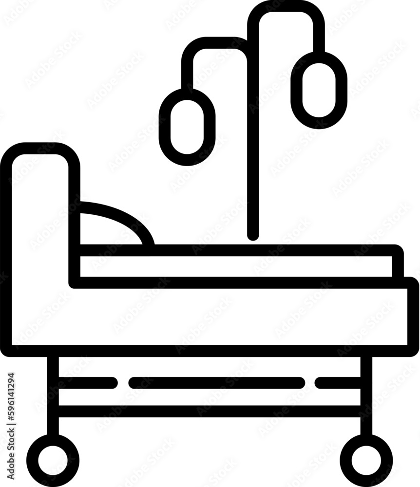 Dropper by Hospital Bed Isolated Line Icon. Editable stroke. Suitable for various type of design, banners, infographics, stores, shops, web sites Dropper by Hospital Bed Isolated Line Icon. Editable stroke. Suitable for various type of design, banners, infographics, stores, shops, web sites