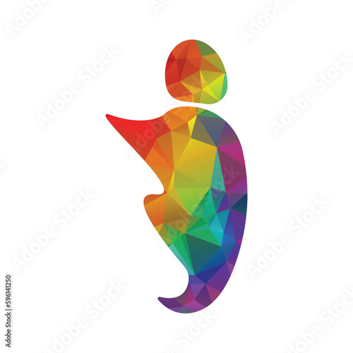 Colorful silhouette of a I icon on a white background. Vector illustration.