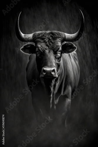 cow silhouette, studio photography, black and white photography, animals, wall art, generative ai