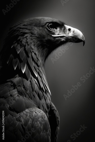 eagle silhouette, studio photography, black and white photography, animals, wall art, generative ai