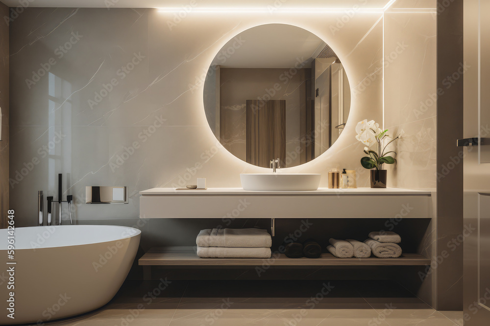 Design of a luxury modern bathroom, generative AI - obrazy, fototapety, plakaty 