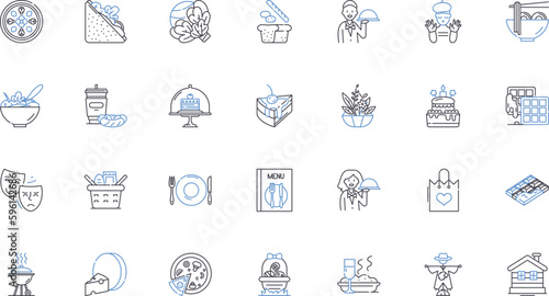 Sugar haven line icons collection. Sweet, Treats, Indulgent, Desserts, Bakery, Confectiry, Delightful vector and linear illustration. Decadent,Yummy,Chocolate outline signs set
