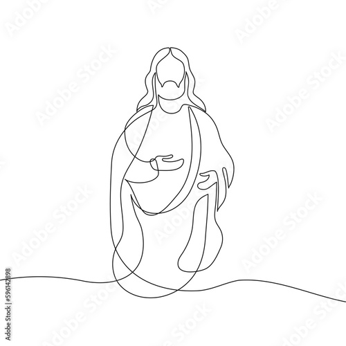 Continuous line drawing of Jesus Christ, son of God, biblical easter illustration.