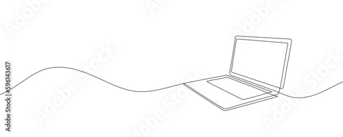 drawing of laptop in one line style isolated