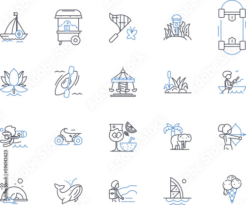 City excursion line icons collection. Architecture, History, Culture, Cuisine, Landmarks, Parks, Museums vector and linear illustration. Galleries,Diversity,Entertainment outline signs set