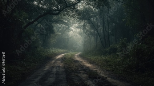 Jungle road moody landscape no sun generative ai