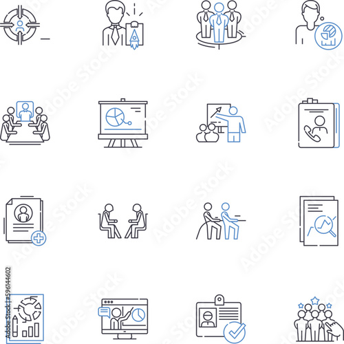 Legal counsel line icons collection. Advocacy, Dispute, Litigation, Counsel, Jurisdiction, Legalistic, Arbitration vector and linear illustration. Mediation,Injunction,Statute outline signs set