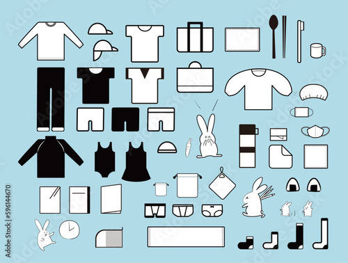 小学校や幼稚園のもちもの　アイコンセット　（準備　用意　忘れ物防止）