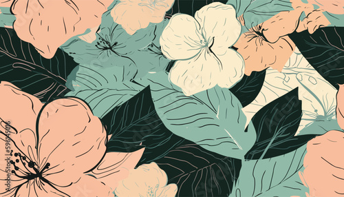 Seamless Colorful Tropical Floral Pattern.

Seamless pattern of tropical florals in colorful style. Add color to your digital project with our pattern!