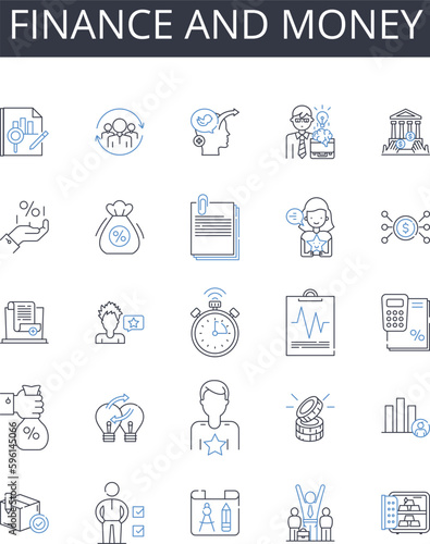 Finance and money line icons collection. Dancing, Hiking, Camping, Painting, Swimming, Fishing, Writing vector and linear illustration. Cooking,Running,Gaming outline signs set