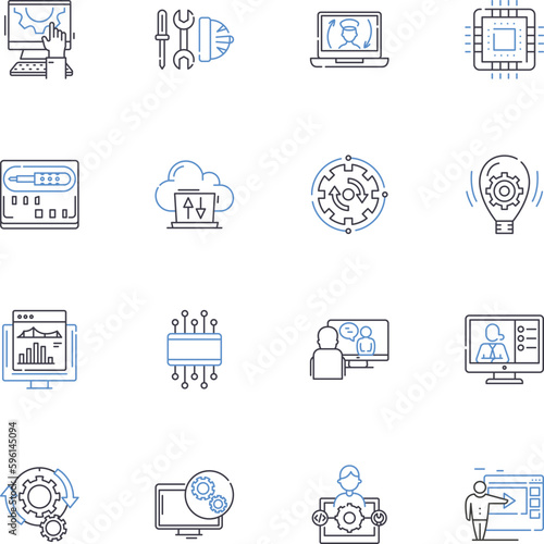 Web Presence line icons collection. Visibility, Branding, Image, Credibility, Reputation, Identity, Connection vector and linear illustration. Accessibility,Recognition,Communication outline signs set