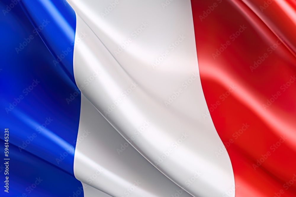 blue, white and red background, waving the national flag of France, waved a highly detailed close-up. Created with Generative AI Technology blue, white and red background, waving the national flag of France, waved a highly detailed close-up. Created with Generative AI Technology