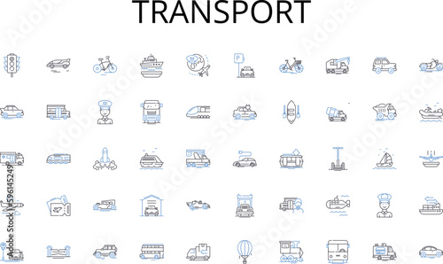 Transport line icons collection. Pips, Currency pairs, Forex broker, Technical analysis, Fundamental analysis, Trading platform, Stop loss vector and linear illustration. Take profit,Leverage,Margin