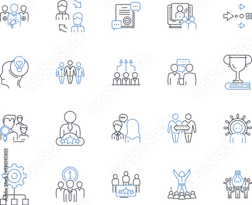 Business personnel line icons collection. Entrepreneur, Executive, Manager, Consultant, Employee, Leader, Guru vector and linear illustration. Specialist,Strategist,Mentor outline signs set