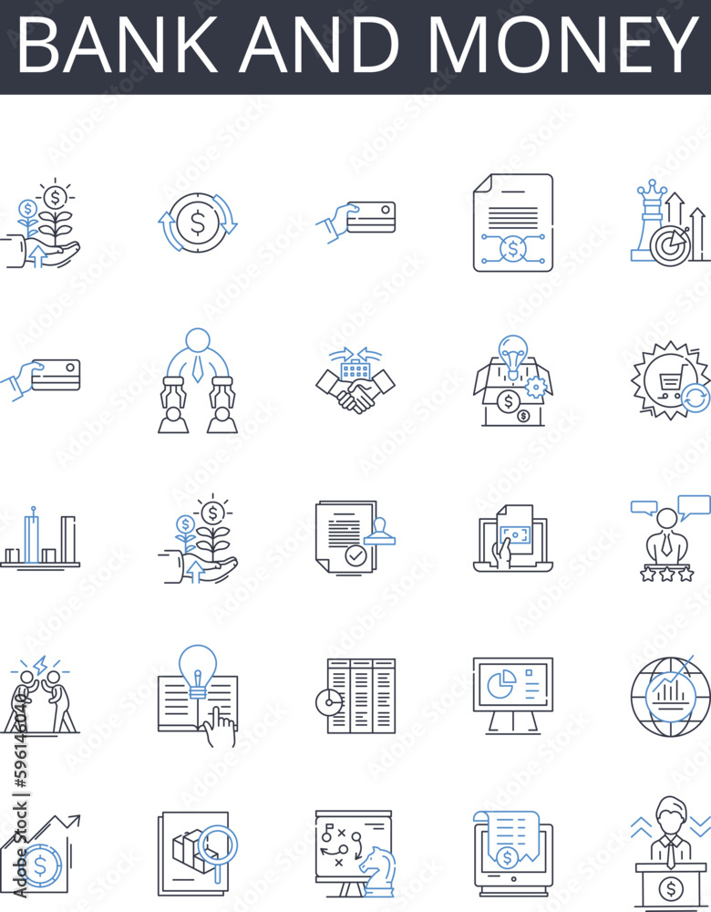 Bank and money line icons collection. Financial institution, Cash, Finance, Wealth, Capital, Investment, Fund vector and linear illustration. Currency,Savings,Deposit outline signs set Bank and money line icons collection. Financial institution, Cash, Finance, Wealth, Capital, Investment, Fund vector and linear illustration. Currency,Savings,Deposit outline signs set