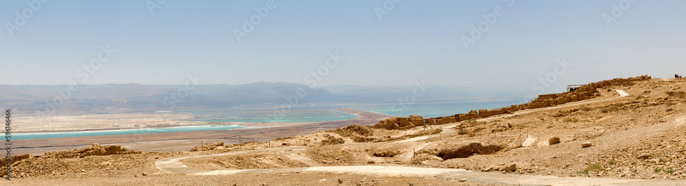 Dead Sea landscape Masada National Park in Israel Dead Sea landscape Masada National Park in Israel
