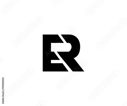 Creative Professional Trendy Letter ER RE Logo Design in Black and White Color, Initial Based Alphabet Icon Logo