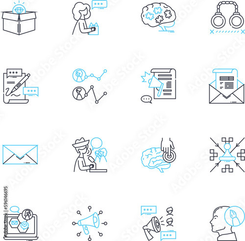 Intimate bond linear icons set. Love, Trust, Connection, Affection, Closeness, Commitment, Devotion line vector and concept signs. Empathy,Understanding,Support outline illustrations