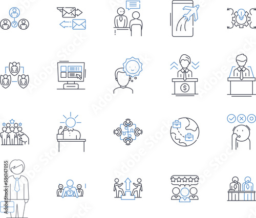 Operations center line icons collection. Monitoring, Management, Control, Coordination, Efficiency, Alert, Response vector and linear illustration. Optimization,Analytics,Command outline signs set