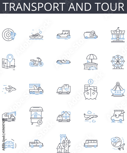 Transport and tour line icons collection. Agility, Endurance, Stamina, Flexibility, Strength, Power, Speed vector and linear illustration. Quickness,Aerobics,Fitness outline signs set