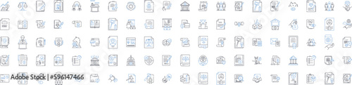 Medical administration line icons collection. Billing, Coding, Compliance, Claims, Records, Insurance, Reimbursement vector and linear illustration. Electronic,Documentation,HIPAA outline signs set