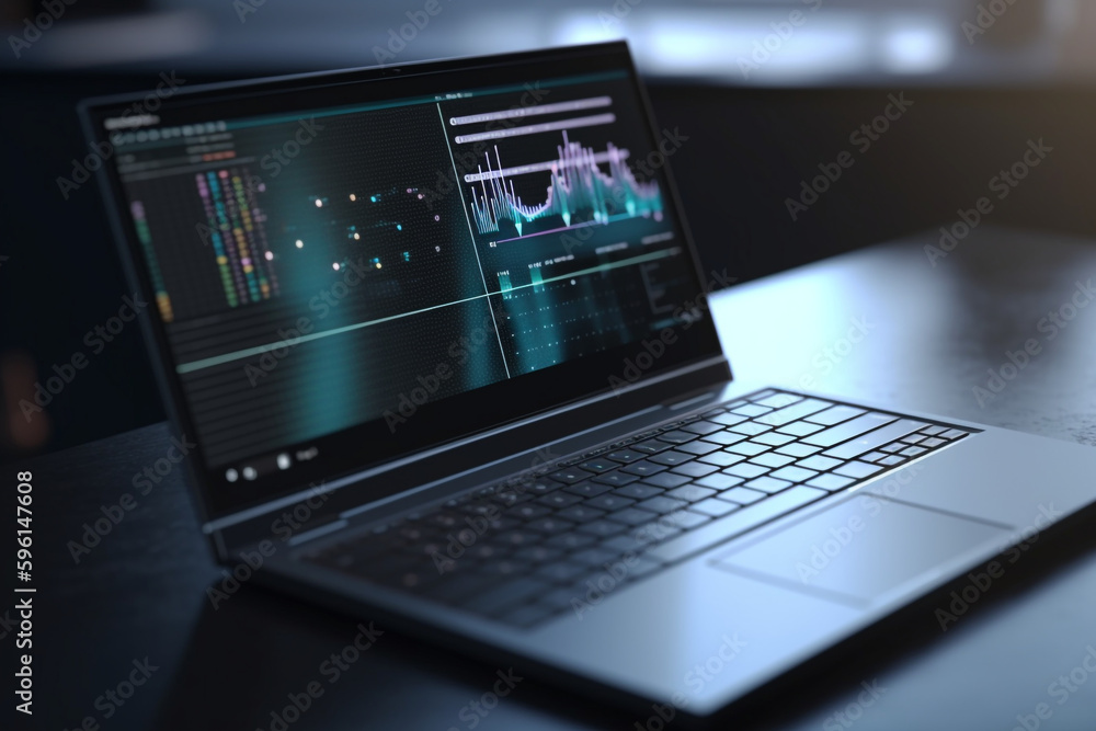 Analyzing business data on a laptop, Generative AI
Analyzing business data on a laptop, Generative AI