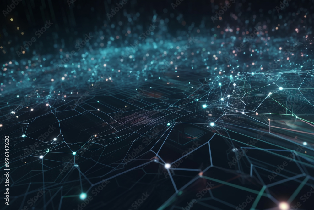 Fototapeta premium Big Data Technology Background with Internet Network Visualization, Generative AI 
