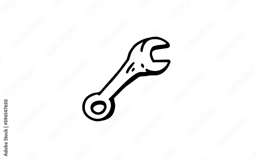 WRENCH Doodle art illustration with black and white style. WRENCH Doodle art illustration with black and white style.
