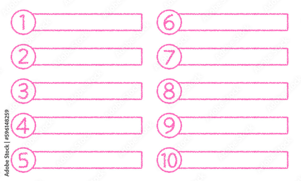 クレヨン素材　数字がついたタイトルデザインセット