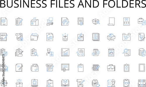 Business files and folders line icons collection. Insights, Data, Analytics, Metrics, Dashboards, Visualization, Patterns vector and linear illustration. Algorithms,Optimization,Interpretation outline
