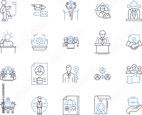 Direction line icons collection. Guidance, Path, Orientation, Navigation, Wayfinding, Compass, Route vector and linear illustration. Pointer,Bearing,Destination outline signs set