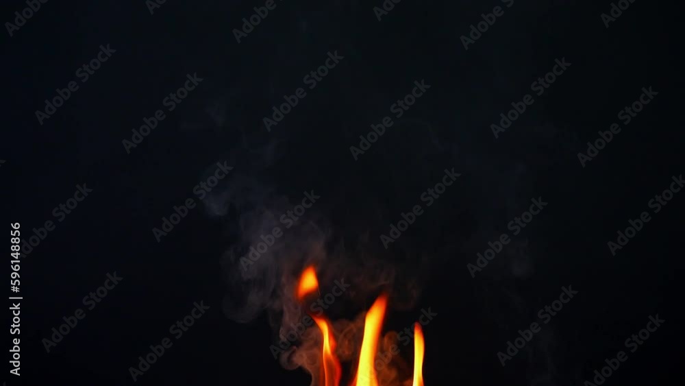 Fire flame and smoke slow motion on black screen background Fire flame and smoke slow motion on black screen background