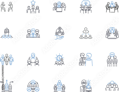 Turmoil commotion line icons collection. Chaos, Pandemonium, Turbulence, Disarray, Uproar, Havoc, Fracas vector and linear illustration. Disturbance,Ruckus,Strife outline signs set