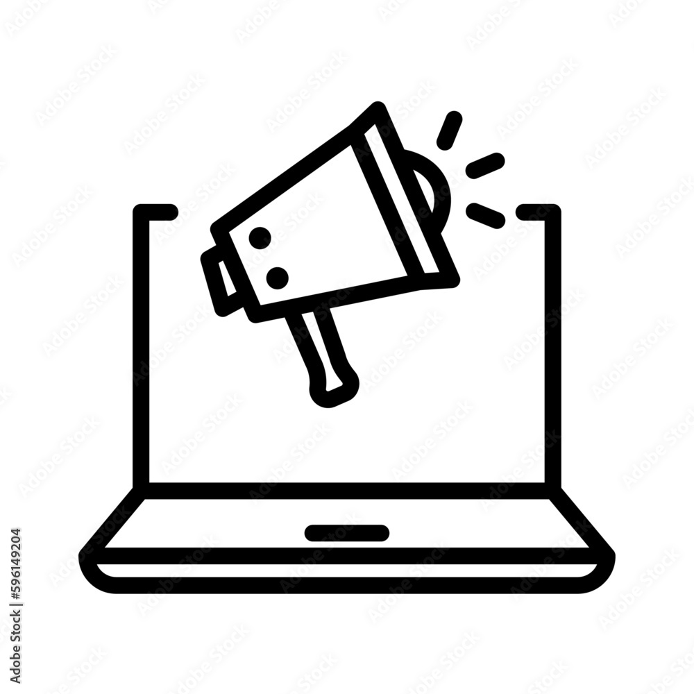 Icono de publicidad digital. Anuncios en línea, megáfono. Concepto de negocio digital. Ilustración vectorial Icono de publicidad digital. Anuncios en línea, megáfono. Concepto de negocio digital. Ilustración vectorial