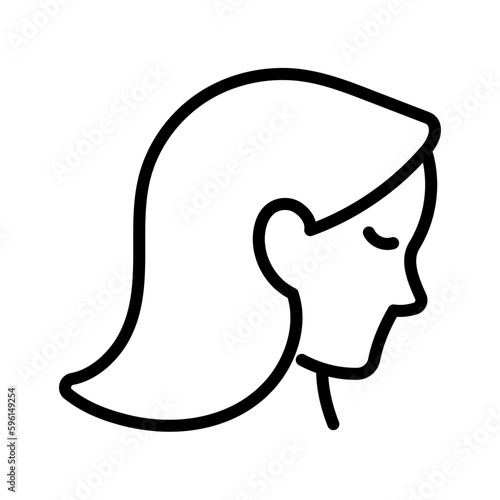 Icono de perfil de mujer. Concepto de rostro de persona femenino. Ilustración vectorial