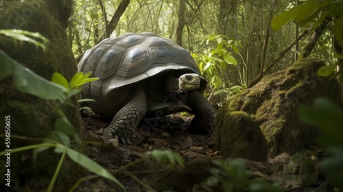 Experience the Majestic Galapagos Tortoise in Its Natural Habitat with Our Premium Stock Photo photo