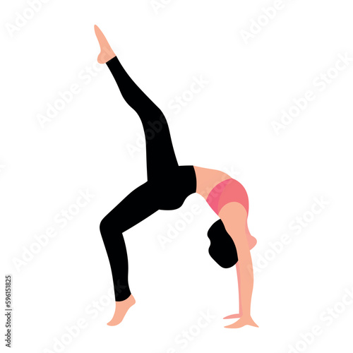 Woman practicing yoga on white background