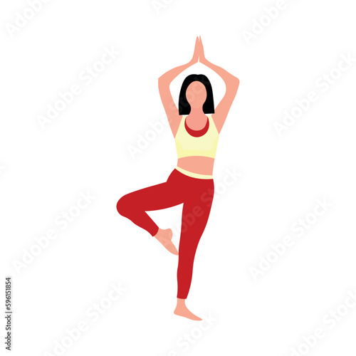 Meditating woman practicing yoga on white background