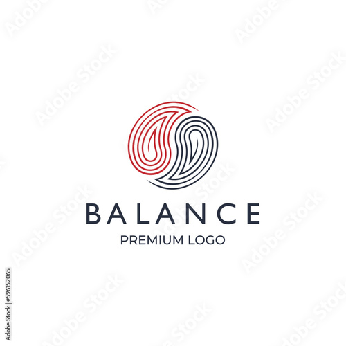 Balance Yin Yang logo line art outline vector illustration template