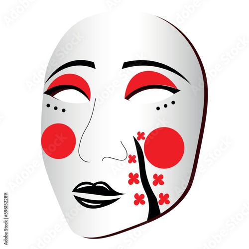 Japanese Kabuki mask on white background photo