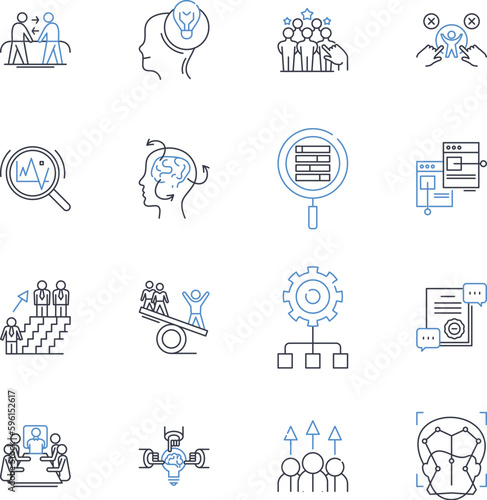 Coalition group line icons collection. Unity, Collaboration, Alliance, Partnership, Cooperation, Synergy, Coordination vector and linear illustration. Integration,Solidarity,Merging outline signs set